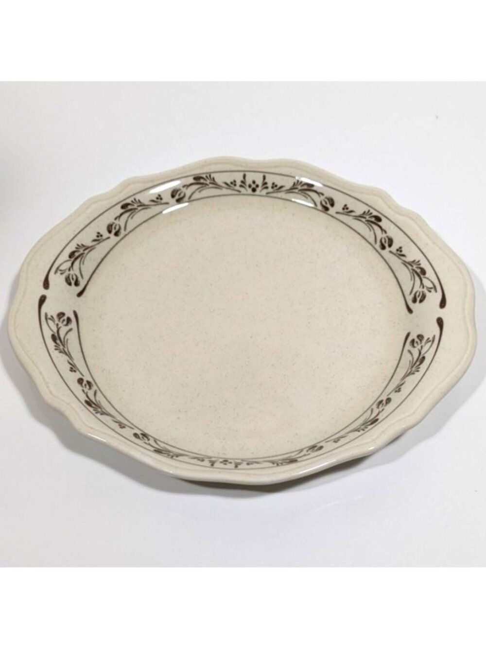 Syracuse China Beige Brown Scalloped Dinner Plate Floral Vine